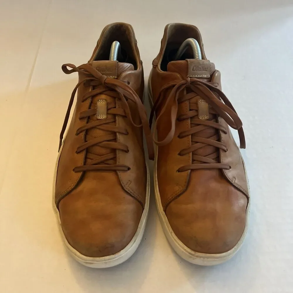 Olukai Lae'ahi li 'ili Leather Sneaker Brown Mens Lace Up Shoes SZ 11